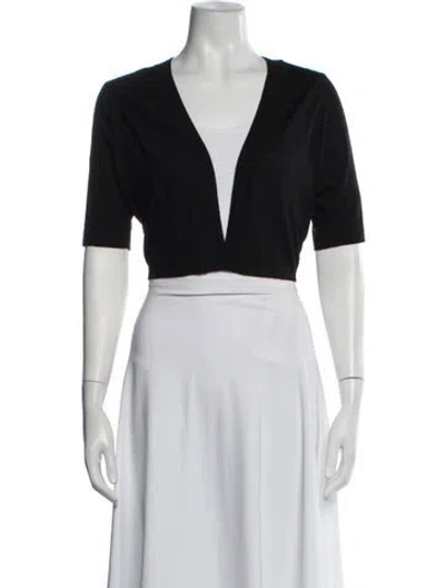 Pre-owned Escada Virgin Wool V-neck Sweater In Black