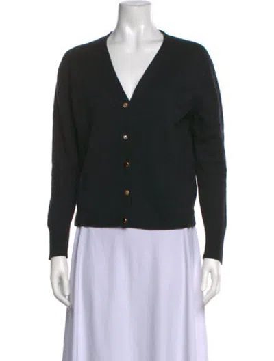 Pre-owned Escada Virgin Wool V-neck Sweater In Black