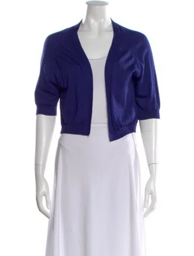 Pre-owned Escada Virgin Wool V-neck Sweater In Blue