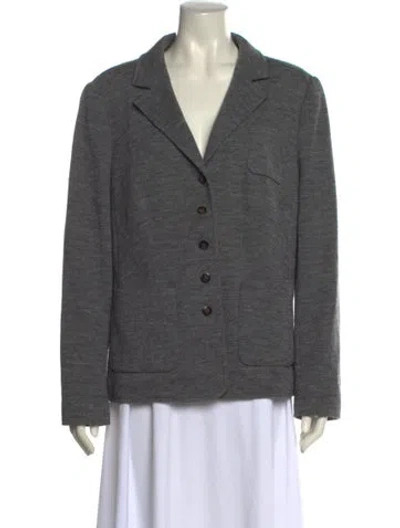 Pre-owned Escada Virgin Wool V-neck Sweater In Gray