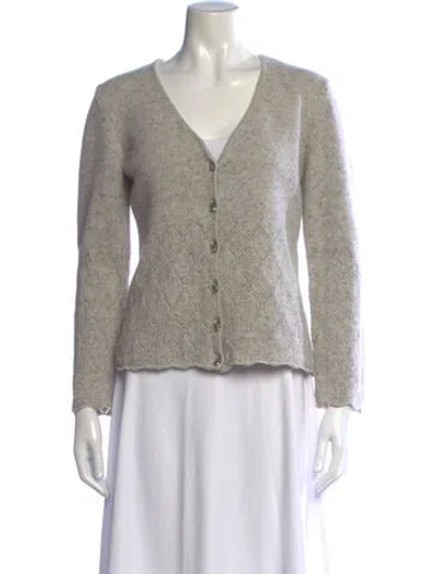 Pre-owned Escada Virgin Wool V-neck Sweater In Grey
