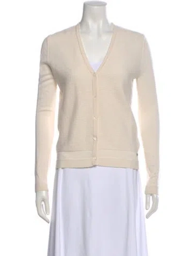 Pre-owned Escada Virgin Wool V-neck Sweater In Neutral