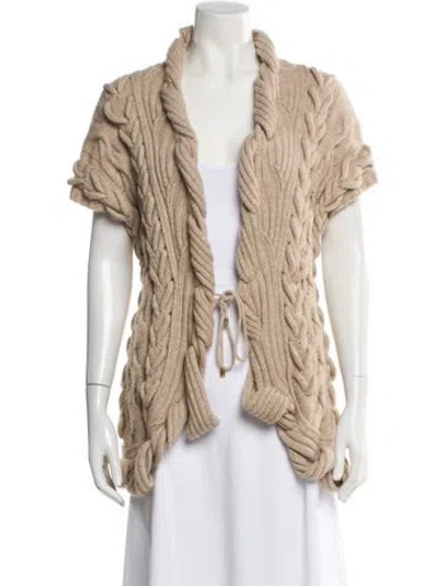 Pre-owned Escada Virgin Wool V-neck Sweater In Neutral