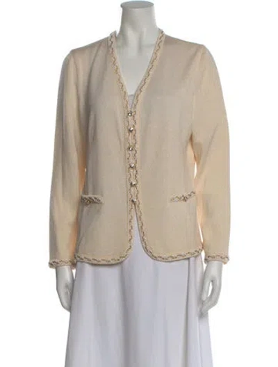 Pre-owned Escada Virgin Wool V-neck Sweater In Neutral