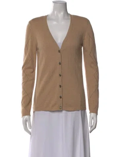 Pre-owned Escada Virgin Wool V-neck Sweater In Neutral