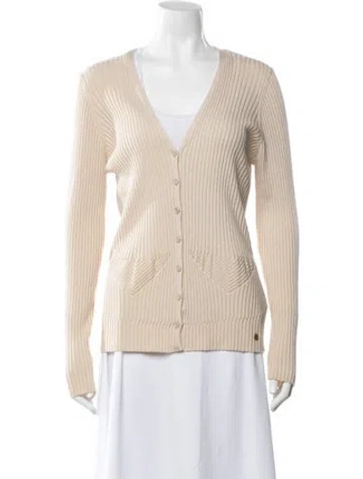Pre-owned Escada Virgin Wool V-neck Sweater In Neutrals