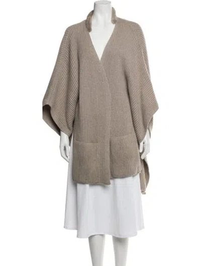 Pre-owned Escada Virgin Wool V-neck Sweater In Neutrals