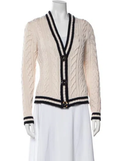 Pre-owned Escada Virgin Wool V-neck Sweater In Neutrals