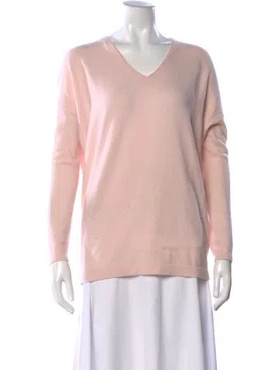 Pre-owned Escada Virgin Wool V-neck Sweater In Pink