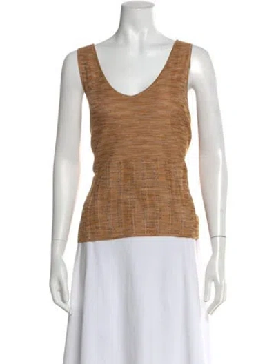 Pre-owned Escada Virgin Wool V-neck Top In Brown