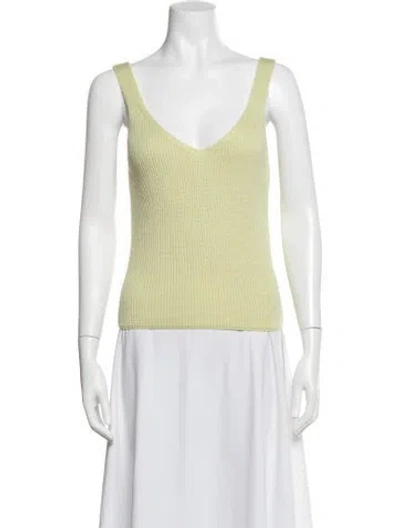 Pre-owned Escada Virgin Wool V-neck Top In Green