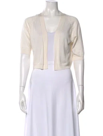 Pre-owned Escada Virgin Wool V-neck Top In Neutral