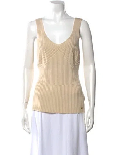 Pre-owned Escada Virgin Wool V-neck Top In Neutral