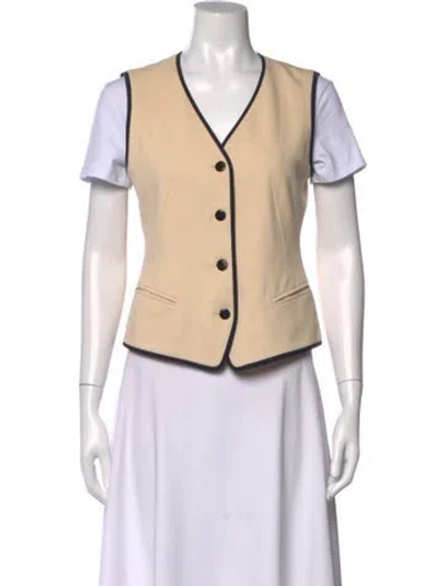 Pre-owned Escada Virgin Wool V-neck Top In Neutrals