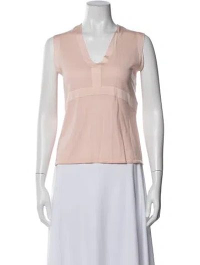 Pre-owned Escada Virgin Wool V-neck Top In Pink