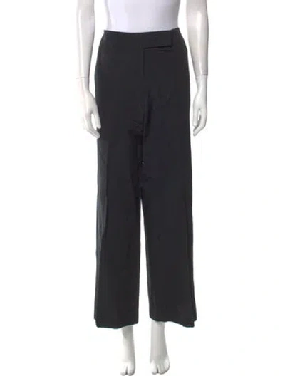 Pre-owned Escada Virgin Wool Wide Leg Pants In Black