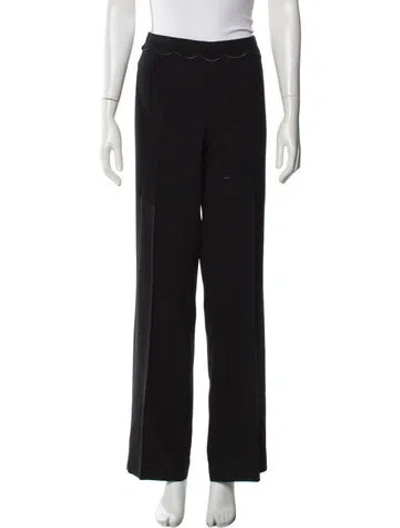 Pre-owned Escada Virgin Wool Wide Leg Pants In Black