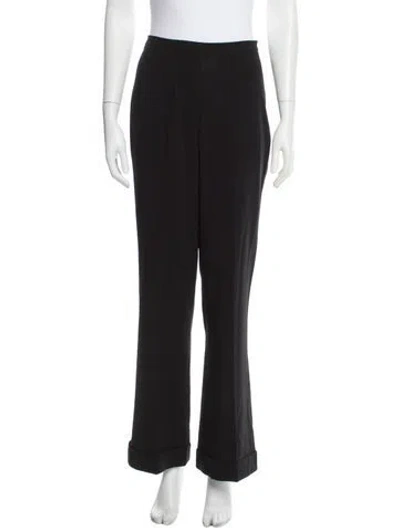 Pre-owned Escada Virgin Wool Wide Leg Pants In Black