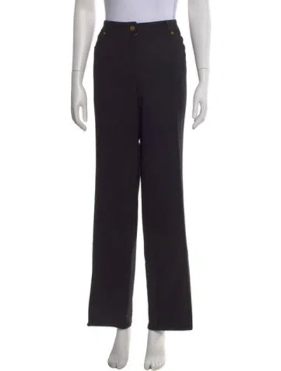 Pre-owned Escada Virgin Wool Wide Leg Pants In Black