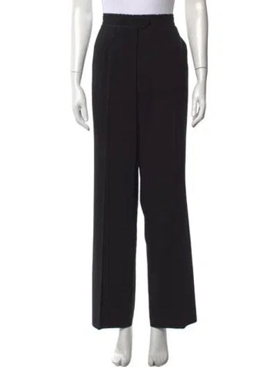 Pre-owned Escada Virgin Wool Wide Leg Pants In Black