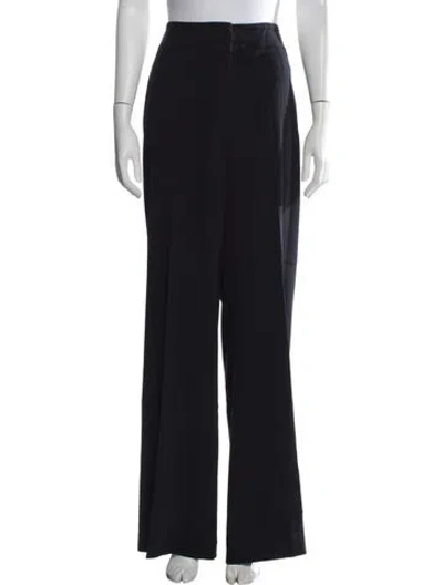 Pre-owned Escada Virgin Wool Wide Leg Pants In Black