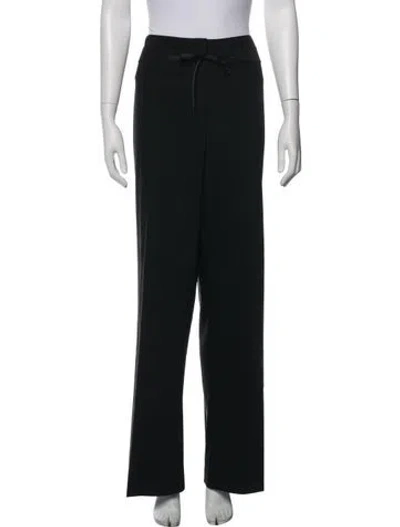 Pre-owned Escada Virgin Wool Wide Leg Pants In Black