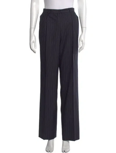 Pre-owned Escada Virgin Wool Wide Leg Pants In Black