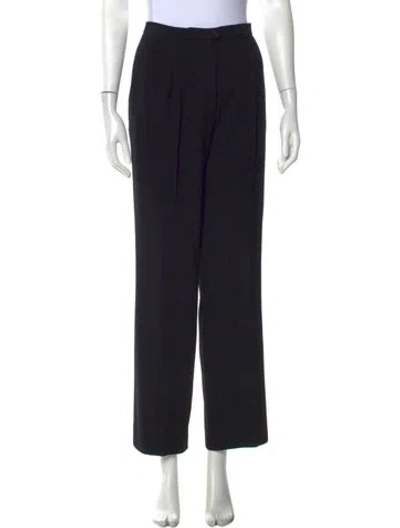Pre-owned Escada Virgin Wool Wide Leg Pants In Black