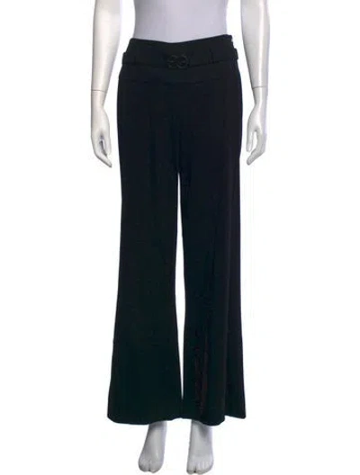 Pre-owned Escada Virgin Wool Wide Leg Pants In Black