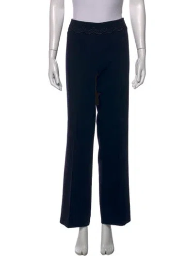 Pre-owned Escada Virgin Wool Wide Leg Pants In Black