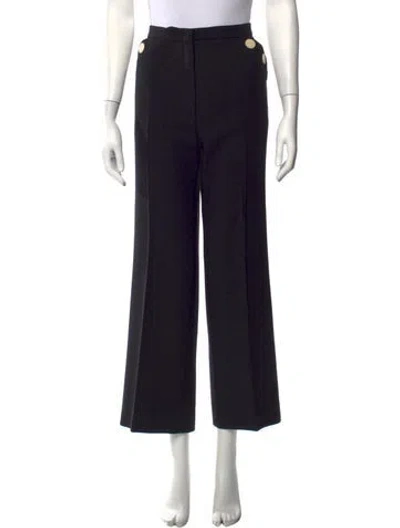 Pre-owned Escada Virgin Wool Wide Leg Pants In Black