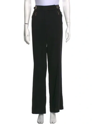 Pre-owned Escada Virgin Wool Wide Leg Pants In Black
