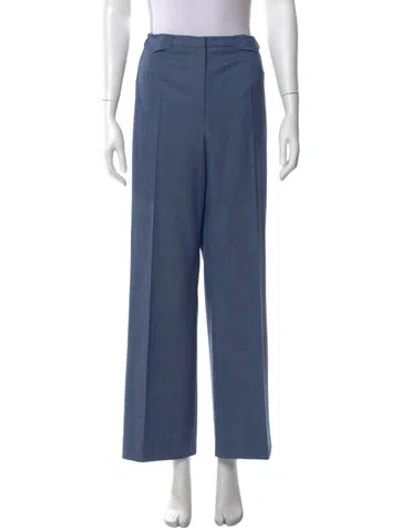 Pre-owned Escada Virgin Wool Wide Leg Pants In Blue