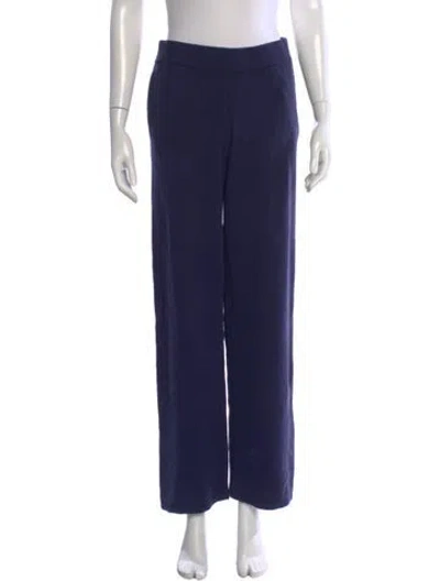 Pre-owned Escada Virgin Wool Wide Leg Pants In Blue