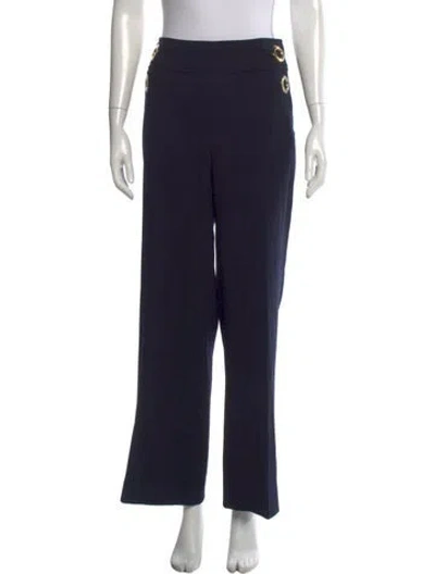 Pre-owned Escada Virgin Wool Wide Leg Pants In Blue