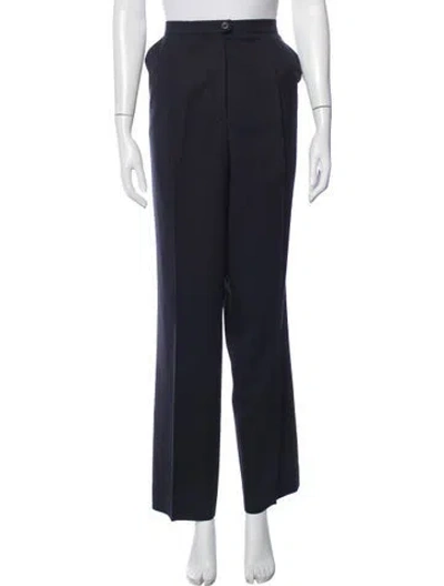 Pre-owned Escada Virgin Wool Wide Leg Pants In Blue