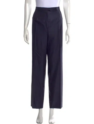 Pre-owned Escada Virgin Wool Wide Leg Pants In Blue