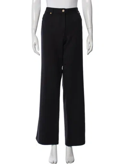 Pre-owned Escada Virgin Wool Wide Leg Pants In Blue