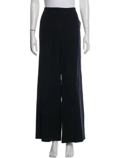 Pre-owned Escada Virgin Wool Wide Leg Pants In Blue