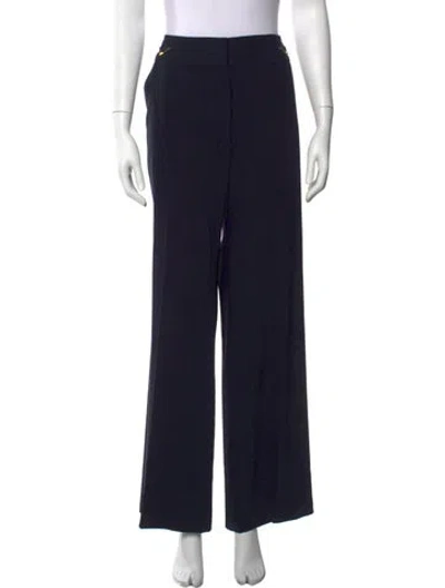 Pre-owned Escada Virgin Wool Wide Leg Pants In Blue
