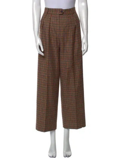 Pre-owned Escada Virgin Wool Wide Leg Pants In Brown
