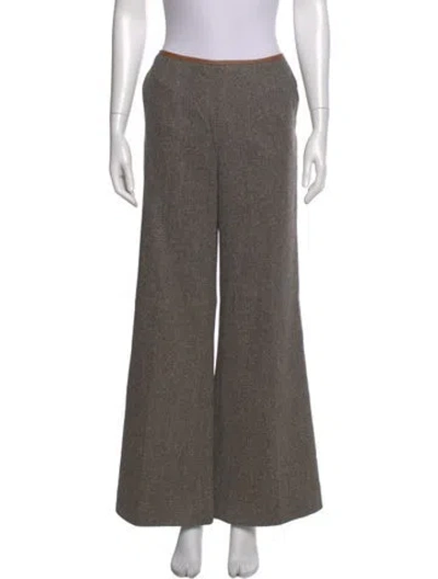 Pre-owned Escada Virgin Wool Wide Leg Pants In Brown