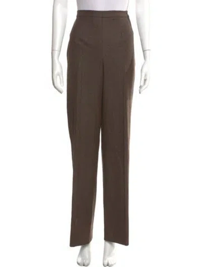 Pre-owned Escada Virgin Wool Wide Leg Pants In Brown