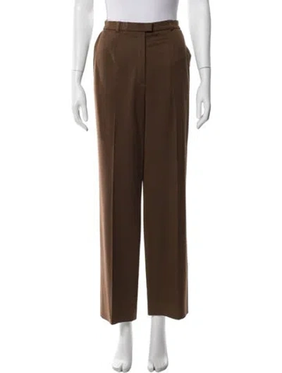 Pre-owned Escada Virgin Wool Wide Leg Pants In Brown