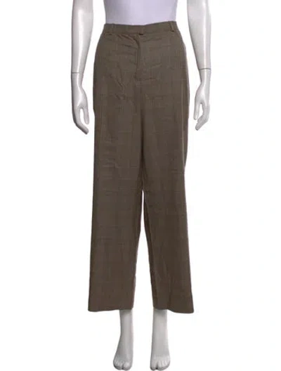 Pre-owned Escada Virgin Wool Wide Leg Pants In Brown