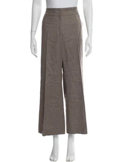 Pre-owned Escada Virgin Wool Wide Leg Pants In Brown