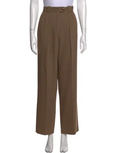 Pre-owned Escada Virgin Wool Wide Leg Pants In Brown