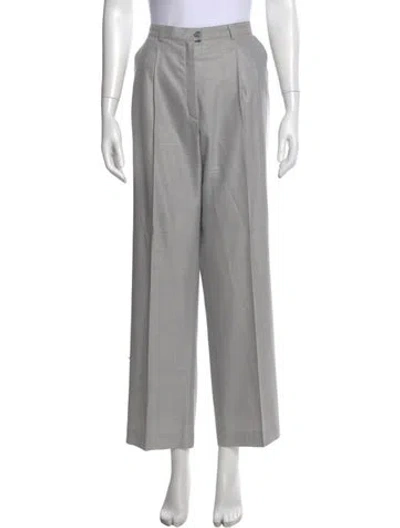Pre-owned Escada Virgin Wool Wide Leg Pants In Gray