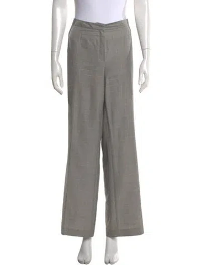 Pre-owned Escada Virgin Wool Wide Leg Pants In Gray