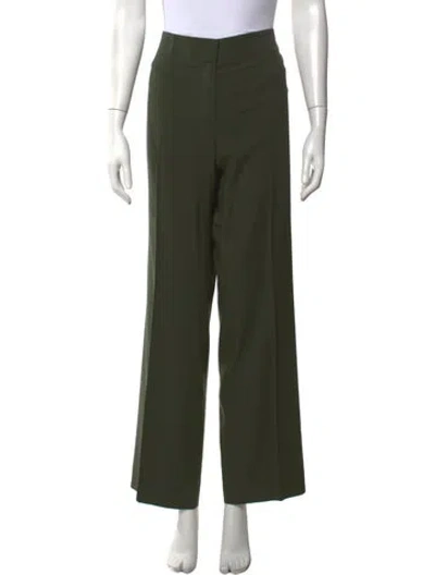 Pre-owned Escada Virgin Wool Wide Leg Pants In Green